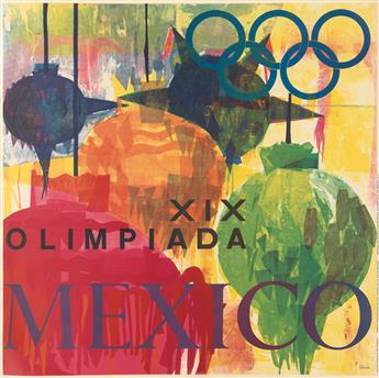 VARIOUS ARTISTS. MEXICO / JUEGOS DE LA XIX OLIMPIADA. Group of 4 posters. 1968. Each approximately 35x35 inches, 90x90 cm.